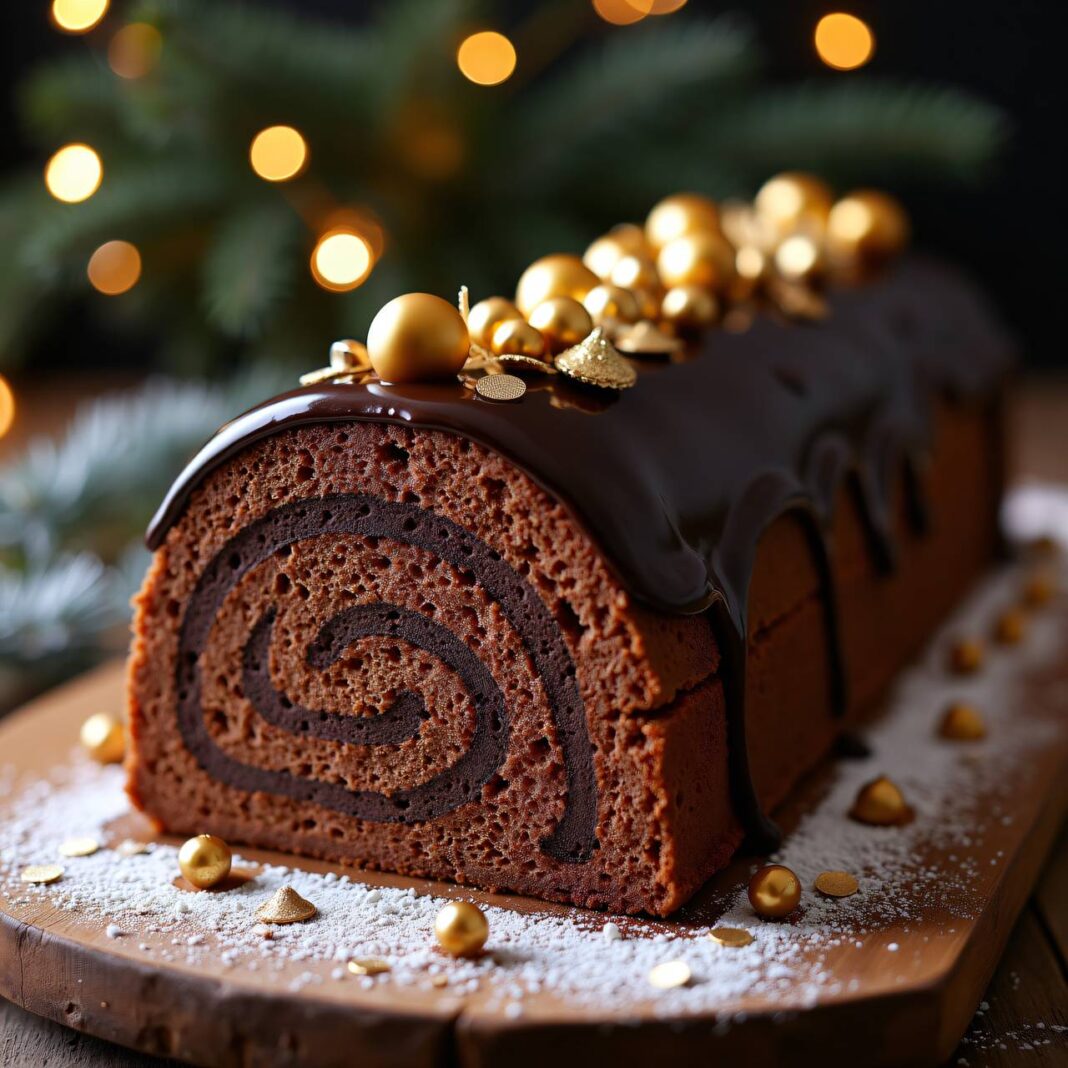 Bûche de Noël mit Schokoladenparfait Rezept Bûche de Noël mit Schokoladenparfait Rezept