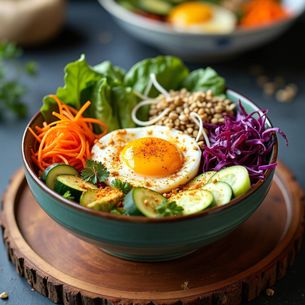 Buddha Bowl mit Ei und Curry-Sauce Rezept Buddha Bowl mit Ei und Curry-Sauce Rezept