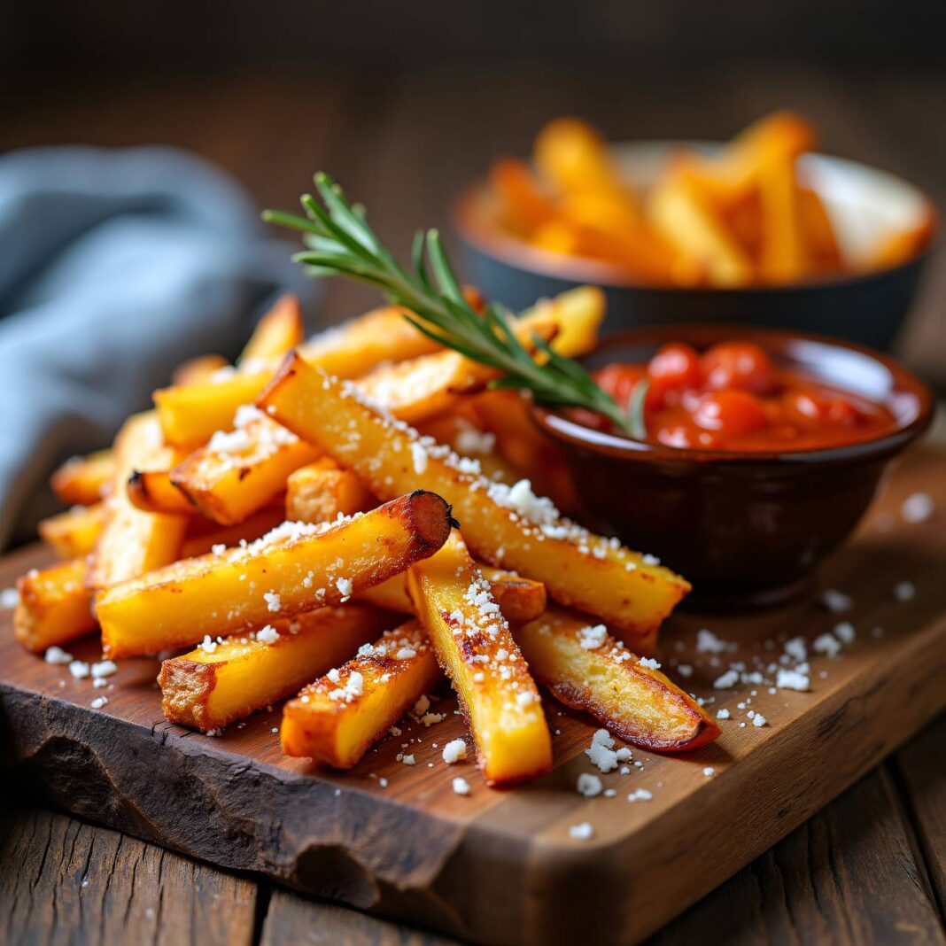 Bunte Rohrpommes mit Käse und Tomatensauce Rezept Bunte Rohrpommes mit Käse und Tomatensauce Rezept