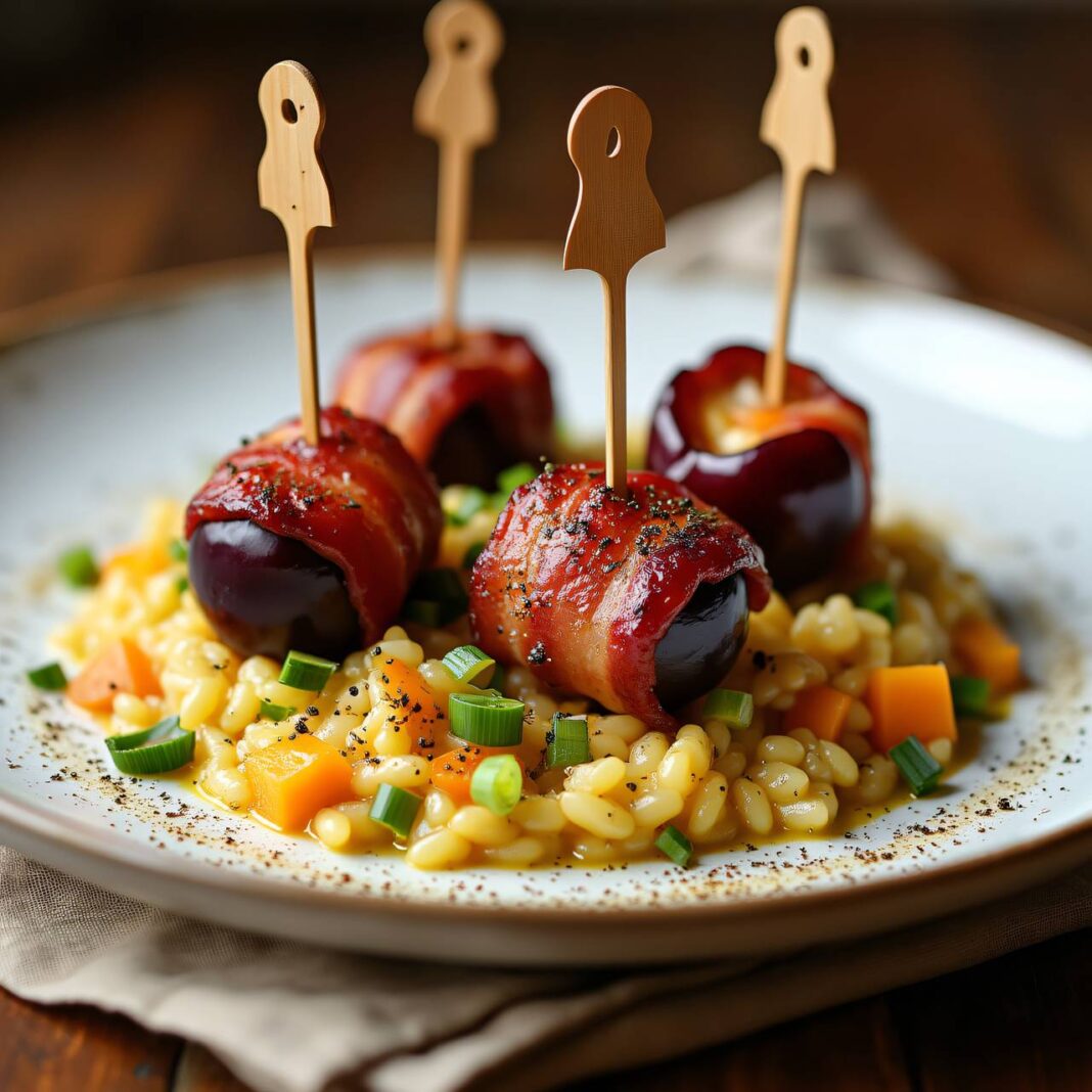 Buntes Gemüserisotto mit Speck-Pflaumen Rezept Buntes Gemüserisotto mit Speck-Pflaumen Rezept