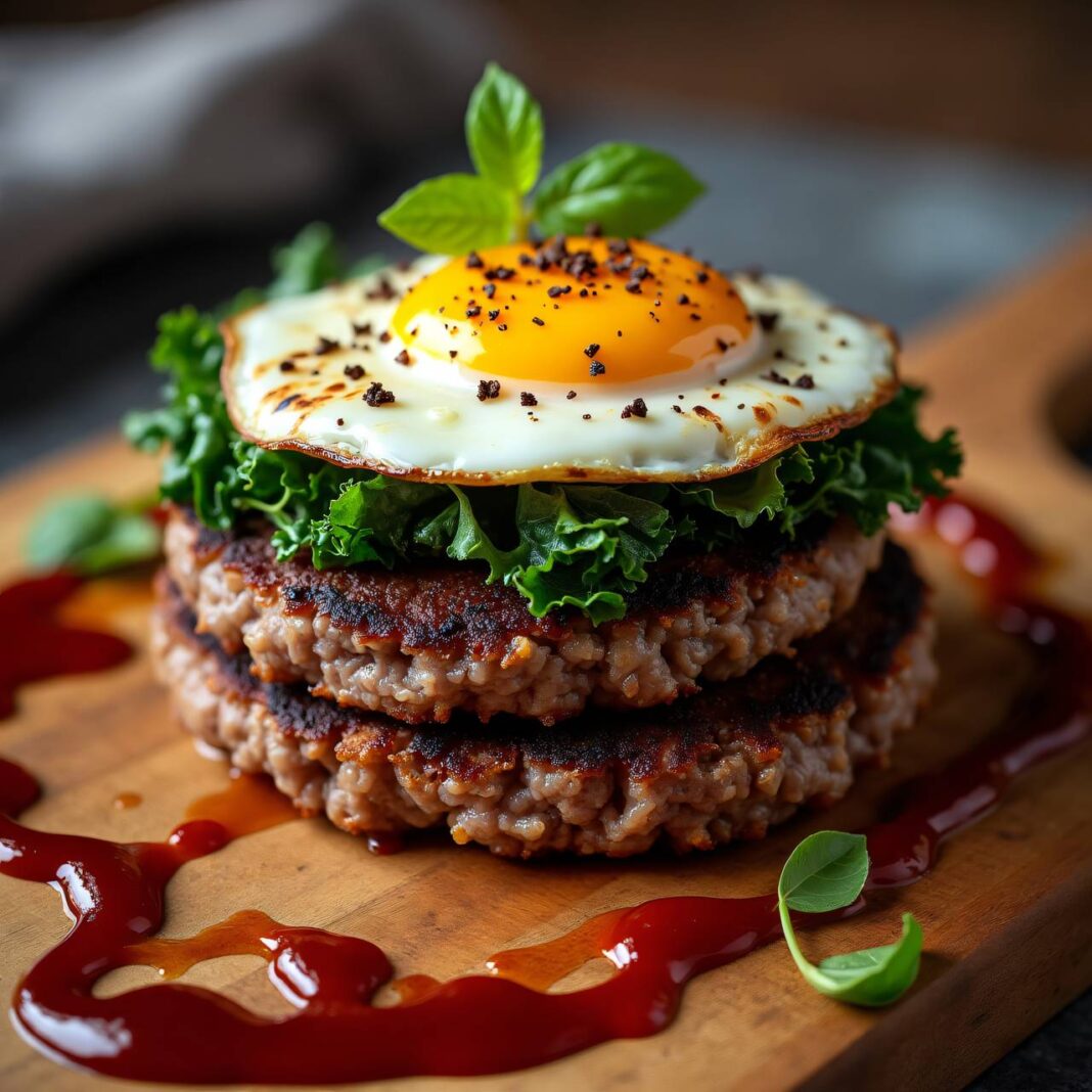 Burger mit grünem Spiegelei Rezept Burger mit grünem Spiegelei Rezept