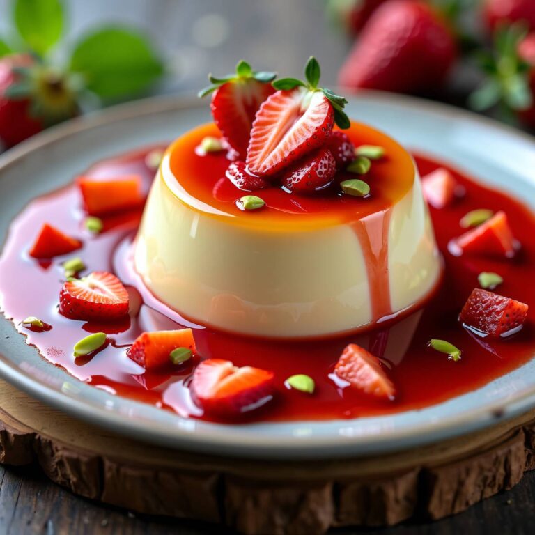 Buttermilchflan an Erdbeersauce Rezept