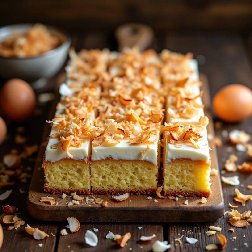 Buttermilchkuchen mit Kokos Rezept Buttermilchkuchen mit Kokos Rezept
