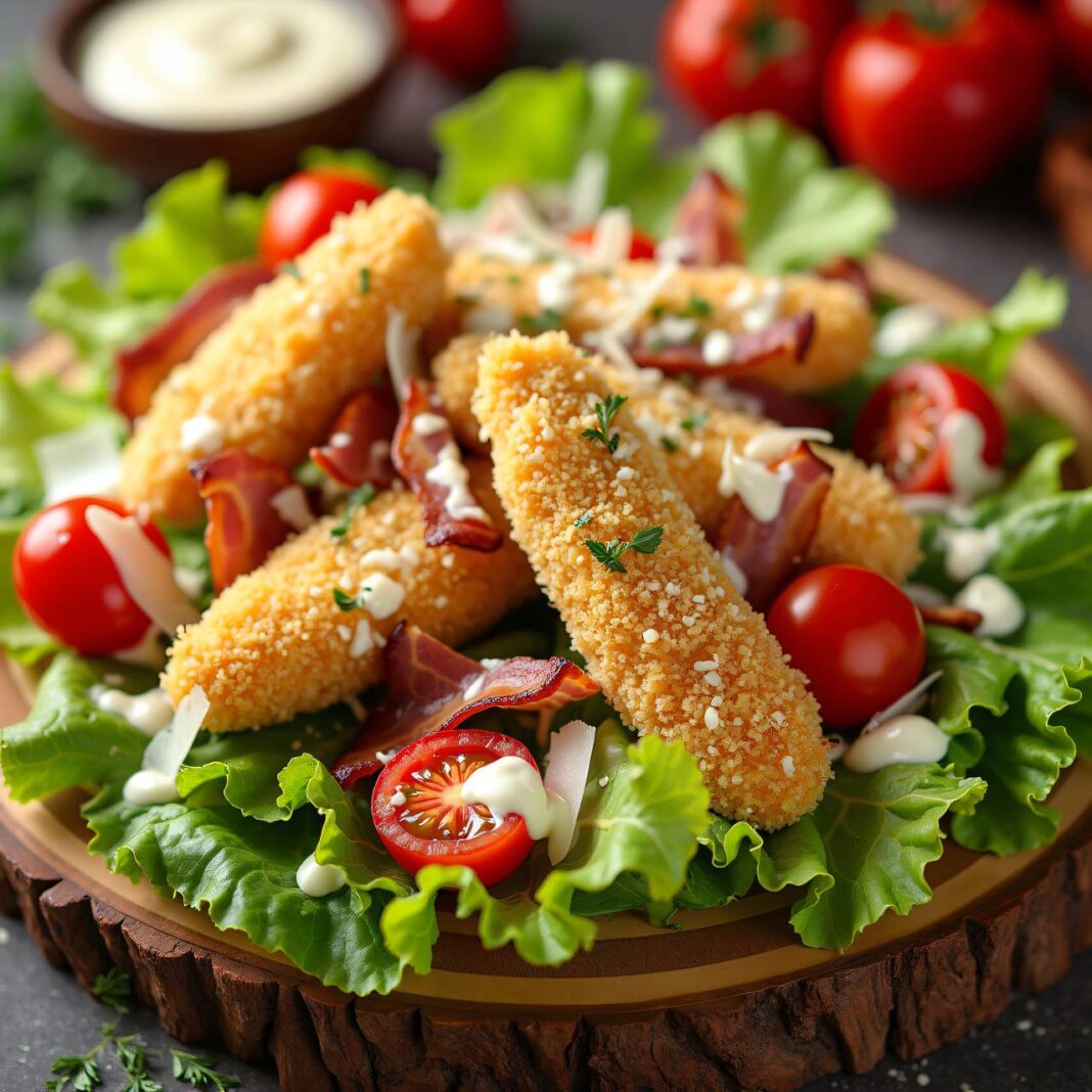 Caesar Salad mit Hähnchen und Speck Rezept Caesar Salad mit Hähnchen und Speck Rezept