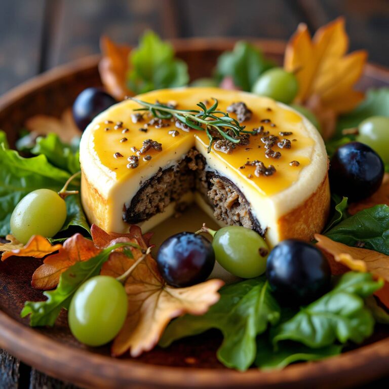 Camembert mit Pilzfüllung auf buntem Salat Rezept
