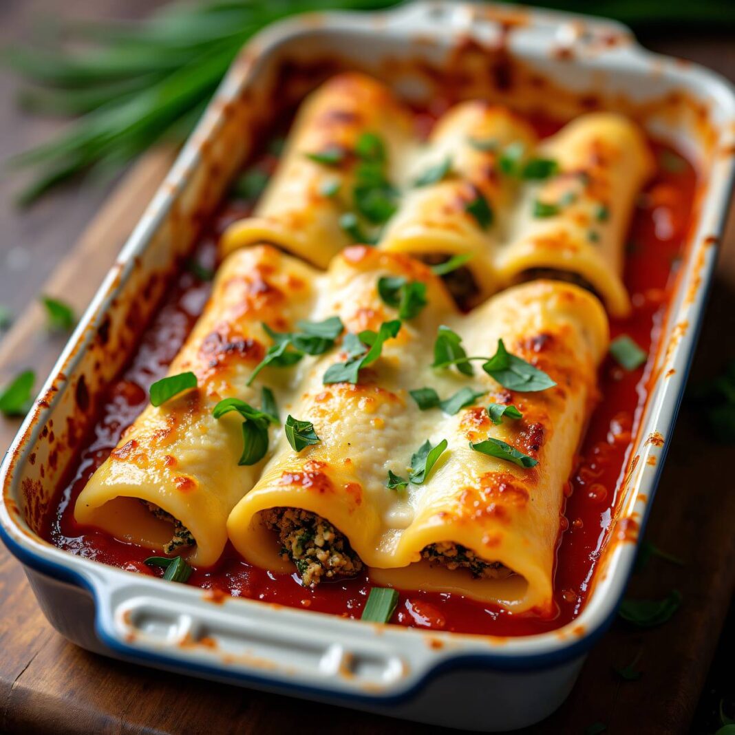 Cannelloni mit Kräuter-Ricotta-Füllung Rezept Cannelloni mit Kräuter-Ricotta-Füllung Rezept