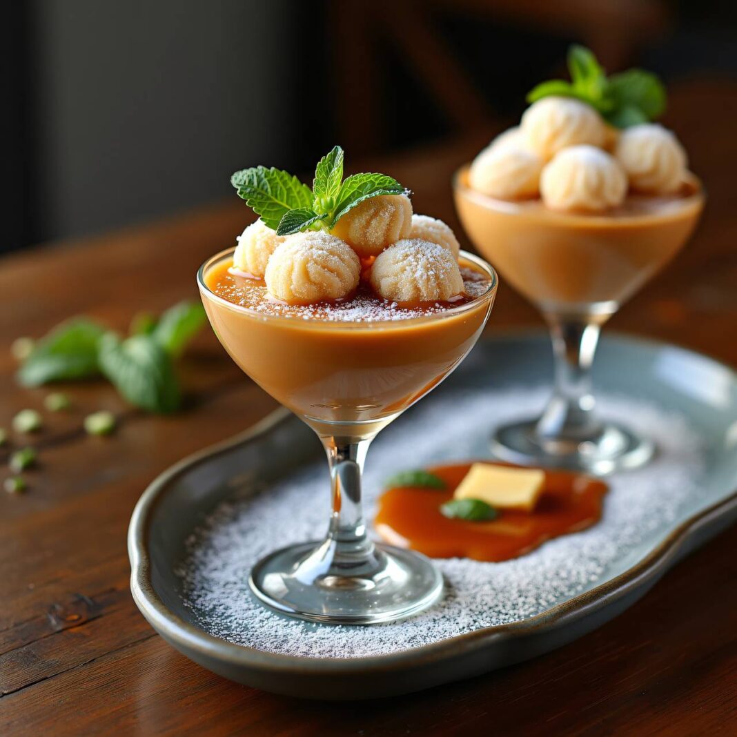 Caramel-Mousse mit Zuckerwölkchen Rezept Caramel-Mousse mit Zuckerwölkchen Rezept