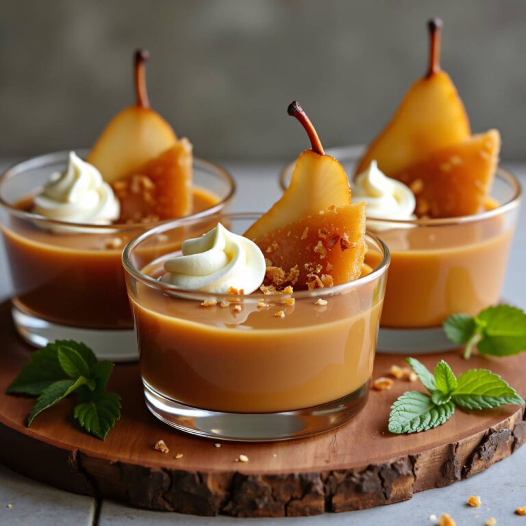 Caramelcreme mit pochierten Birnen Rezept