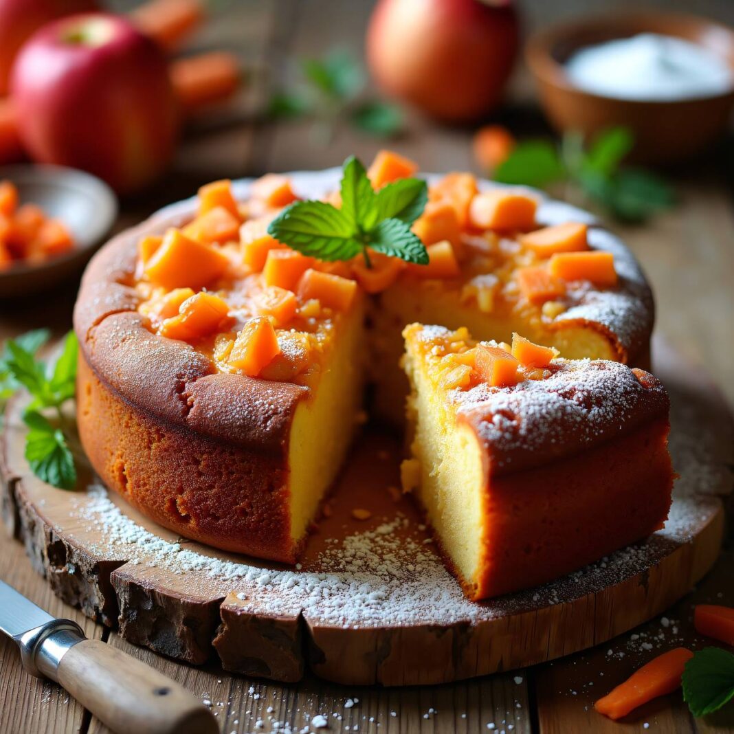 Caramelisierter Apfel-Karottenkuchen Rezept Caramelisierter Apfel-Karottenkuchen Rezept