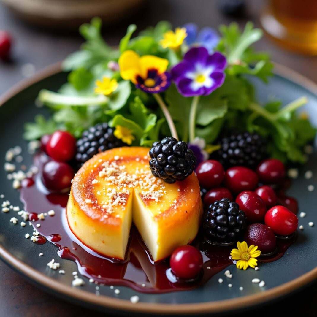 Caramelisierter Käse mit Beeren Rezept Caramelisierter Käse mit Beeren Rezept