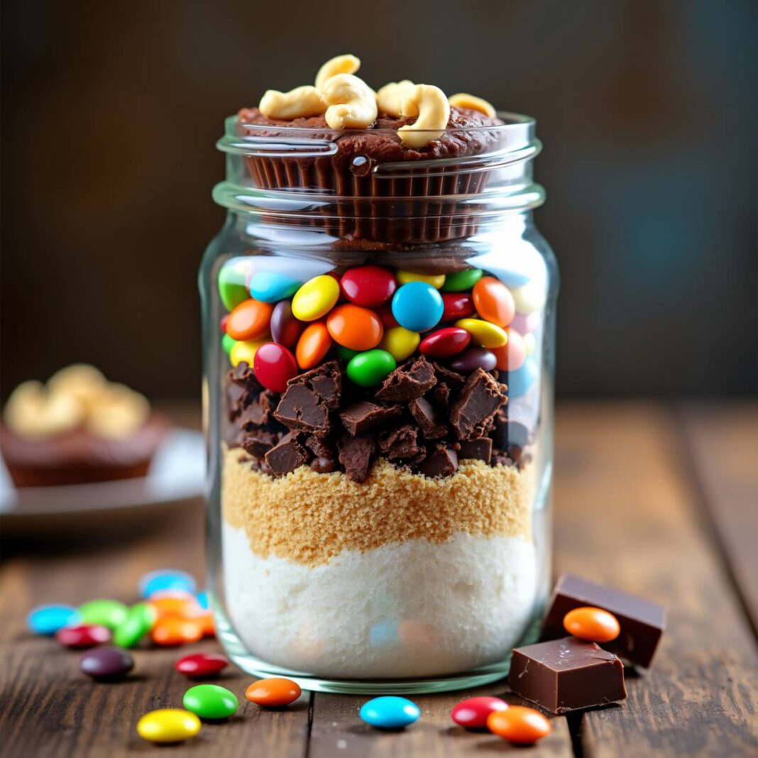 Cashew-Smarties-Muffins (Backmischung im Glas) Rezept Cashew-Smarties-Muffins (Backmischung im Glas) Rezept