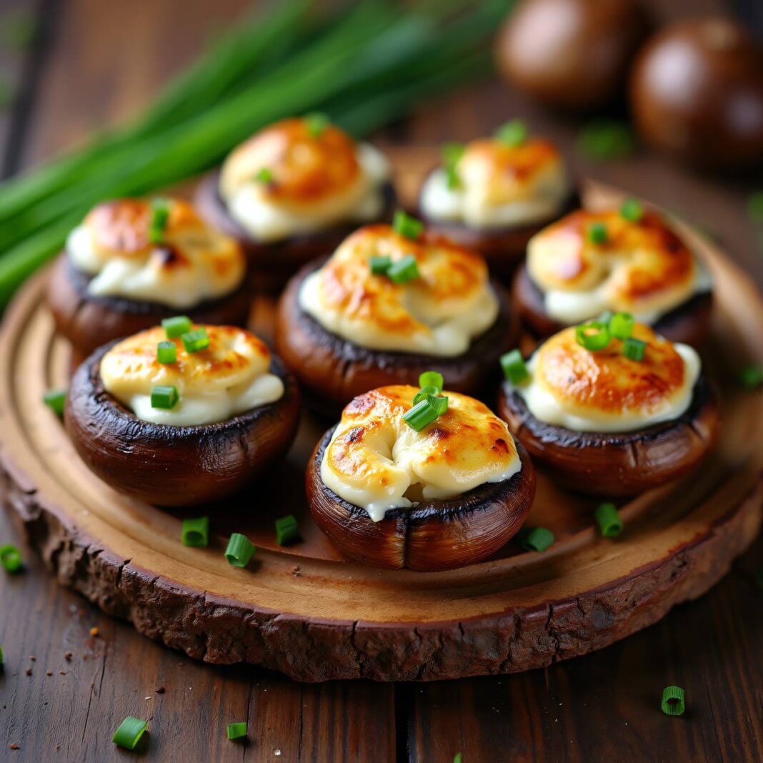 Champignons vom Grill mit Frischkäse Rezept Champignons vom Grill mit Frischkäse Rezept