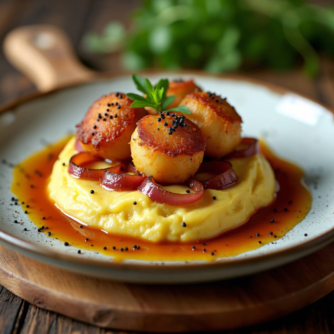 Cipollatas mit Senf-Kartoffelstampf Rezept Cipollatas mit Senf-Kartoffelstampf Rezept