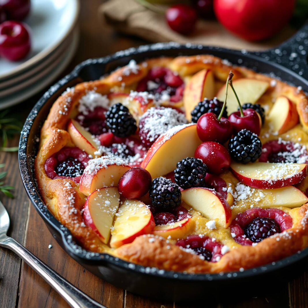 Clafoutis mit Früchten aus der Pfanne Rezept Clafoutis mit Früchten aus der Pfanne Rezept