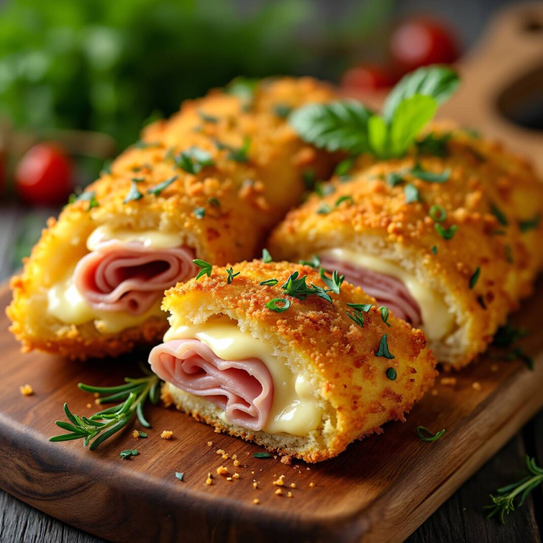 Cordon bleu mit Kräuterpanade Rezept Cordon bleu mit Kräuterpanade Rezept