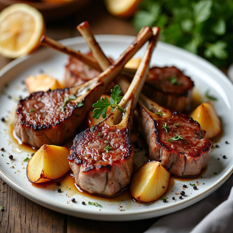 Costillas de Cordero con Ajos fritos Rezept