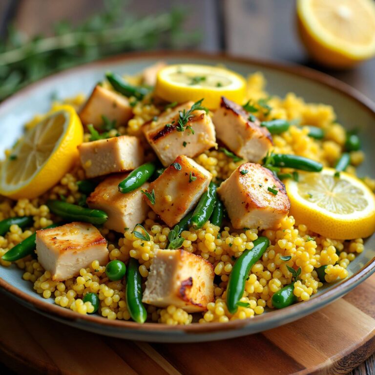 Couscous-Bohnen-Salat mit Zitronen-Hühnchen Rezept