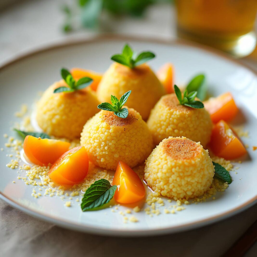 Couscous-Köpfli mit Aprikosensalat Rezept Couscous-Köpfli mit Aprikosensalat Rezept