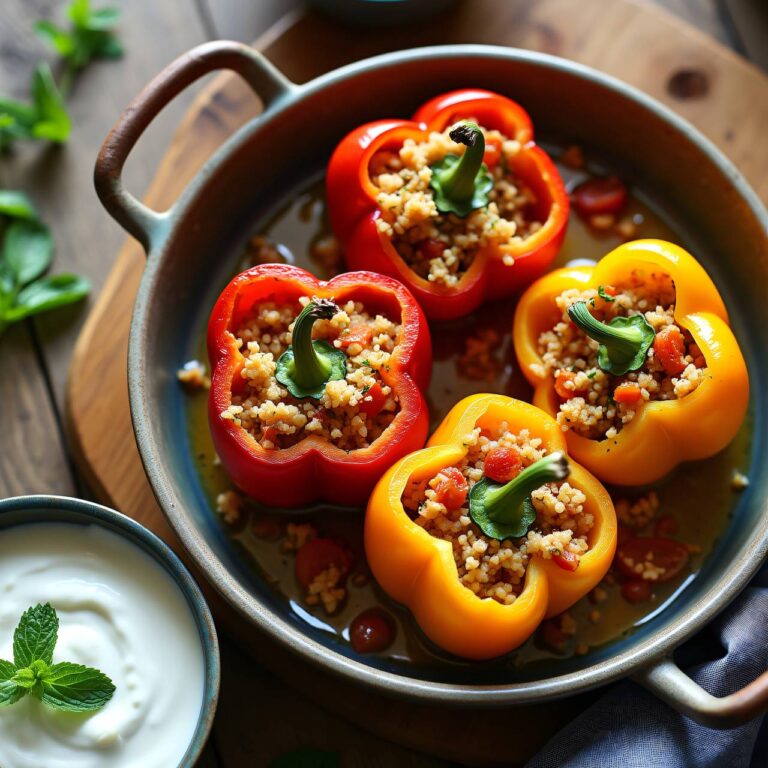 Couscous-Paprika mit Pfefferminz-Joghurt Rezept
