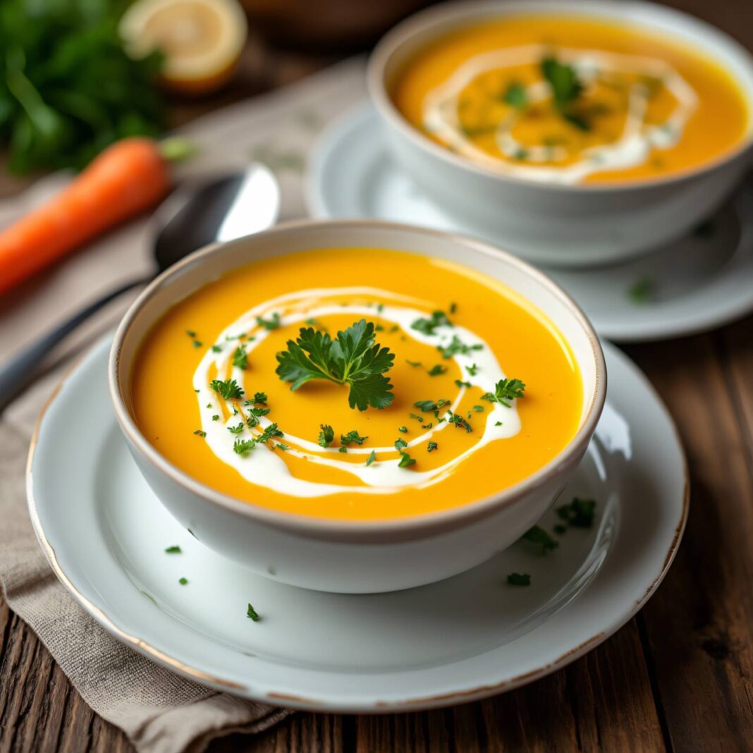 Cremesuppe von gelben Karotten Rezept Cremesuppe von gelben Karotten Rezept