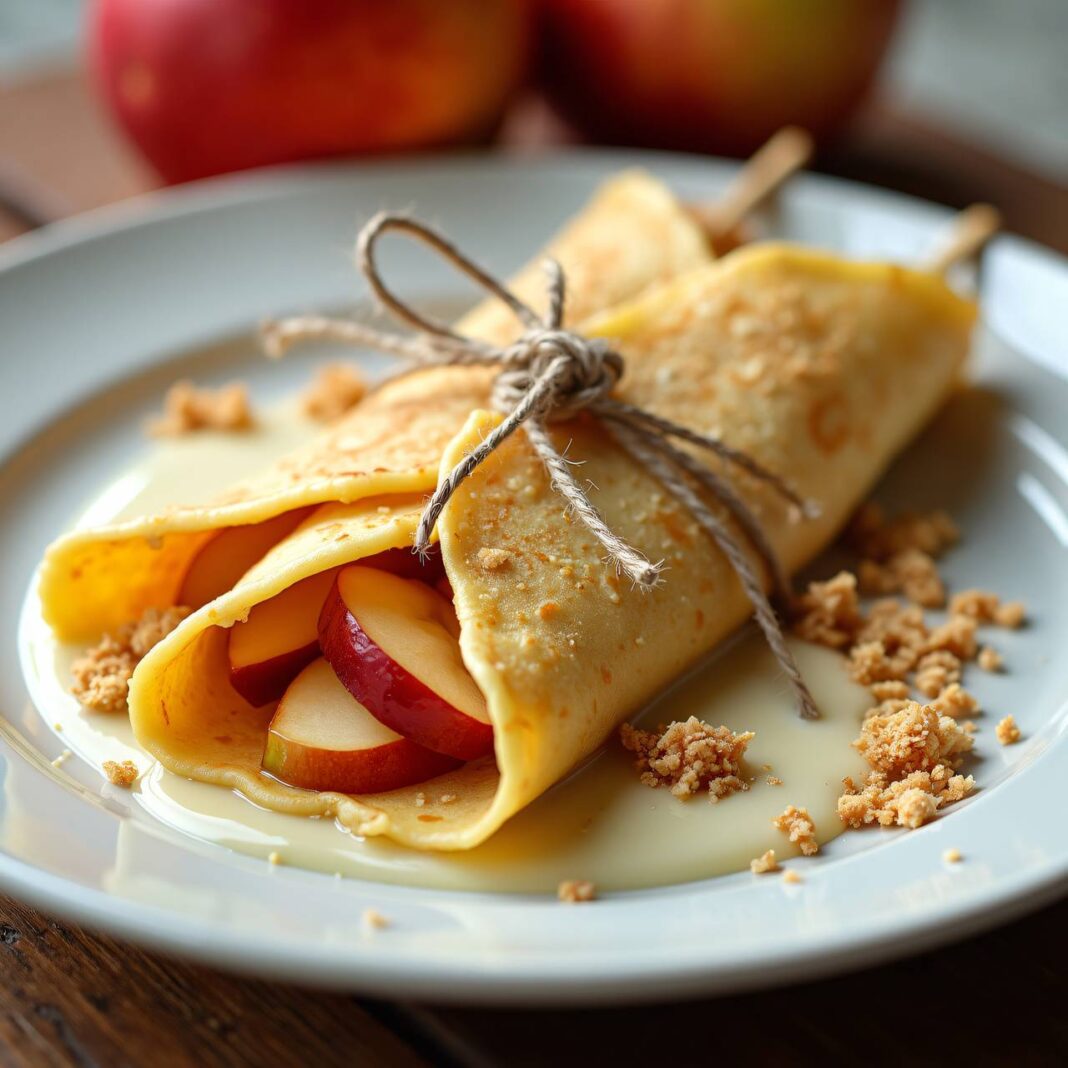 Crêpes-Beutel mit Apfelfüllung Rezept Crêpes-Beutel mit Apfelfüllung Rezept