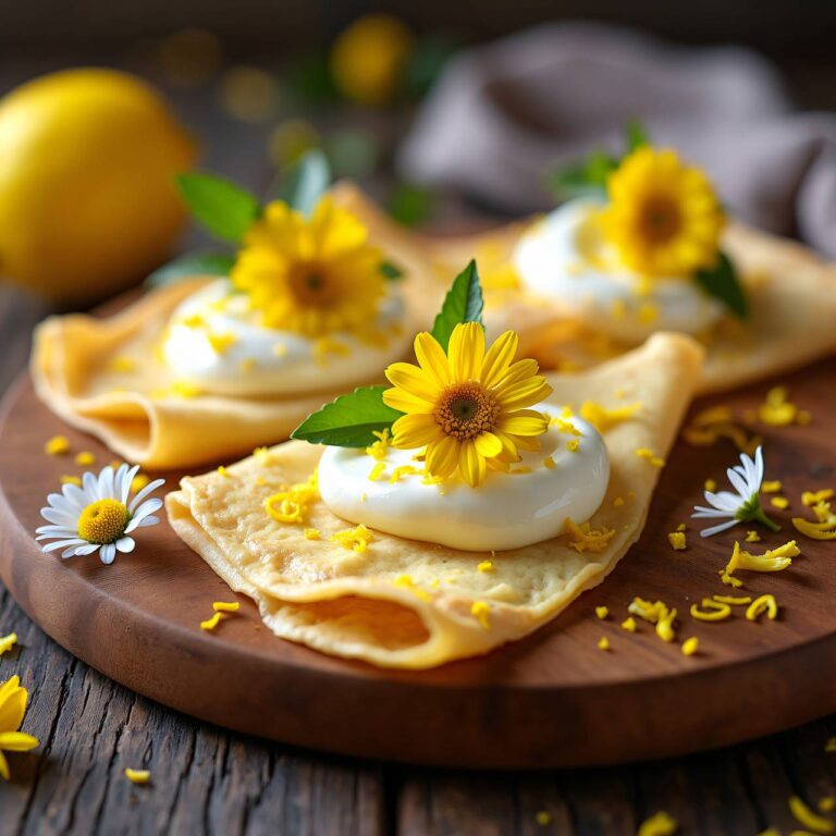 Crêpes-Blümchen mit Zitronen-Mascarpone Rezept