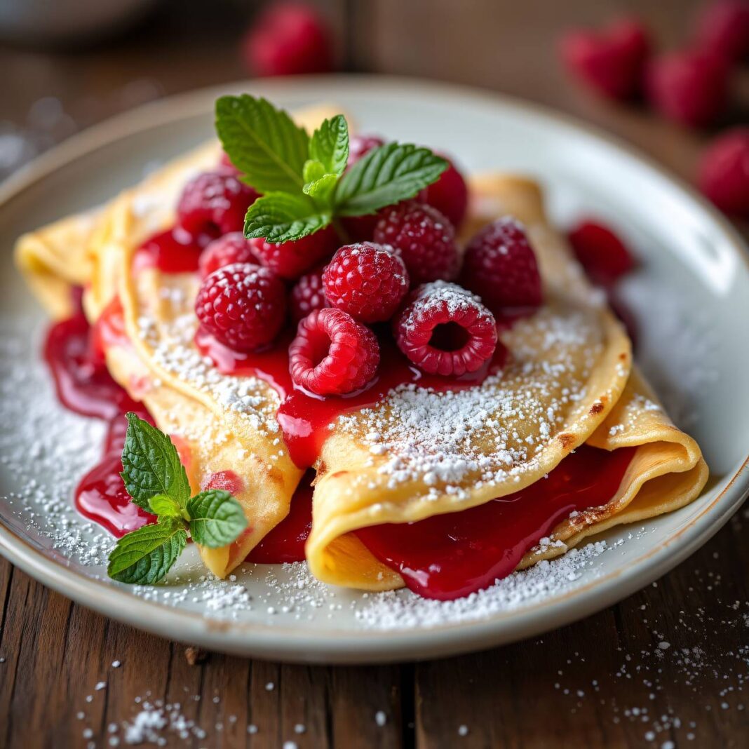 Crêpes mit Himbeeren Rezept Crêpes mit Himbeeren Rezept
