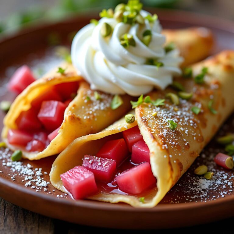 Crêpes mit Rhabarberkompott Rezept