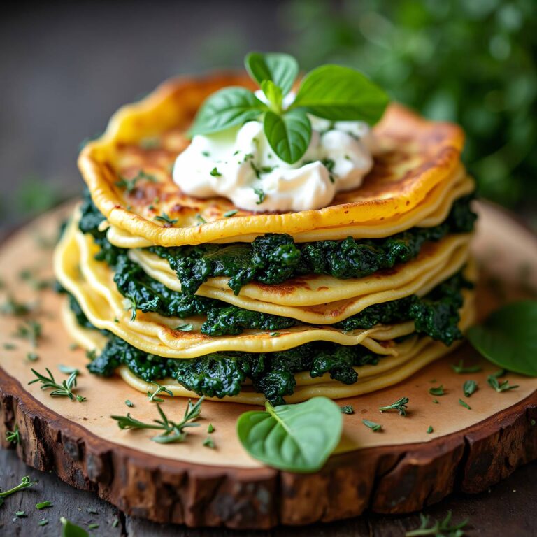 Crêpes-Spinat-Torte Rezept