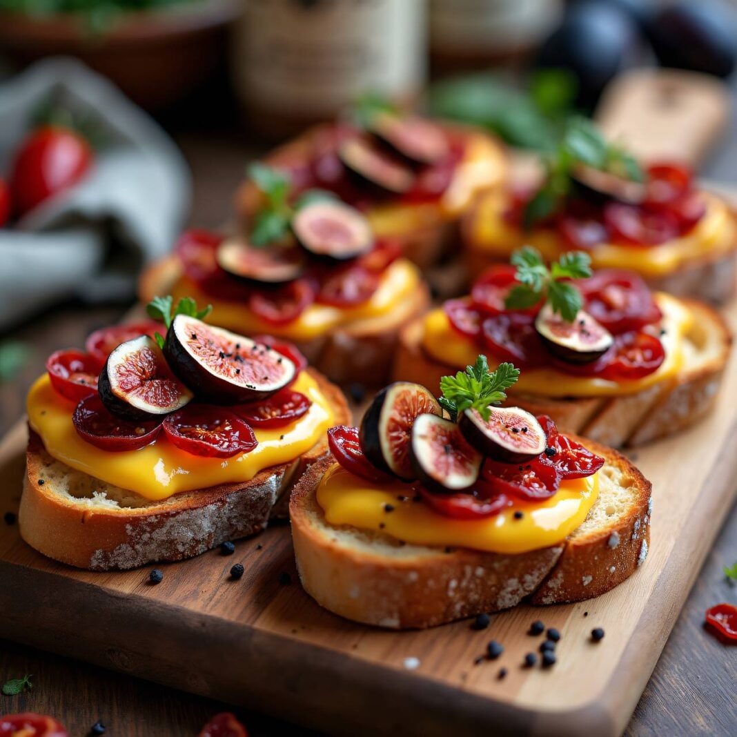 Crostini mit getrockneten Tomaten und Feigen Rezept Crostini mit getrockneten Tomaten und Feigen Rezept