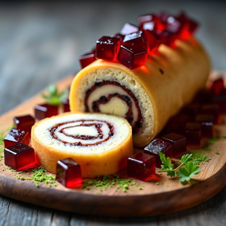 Dörrbirnen-Roulade mit Blauschimmelkäse und Portwein-Gelee Rezept