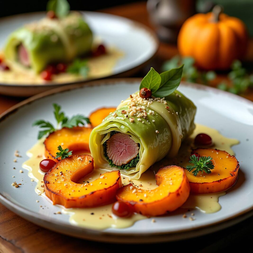 Edles Wirzpäckli auf Kürbis Rezept Edles Wirzpäckli auf Kürbis Rezept