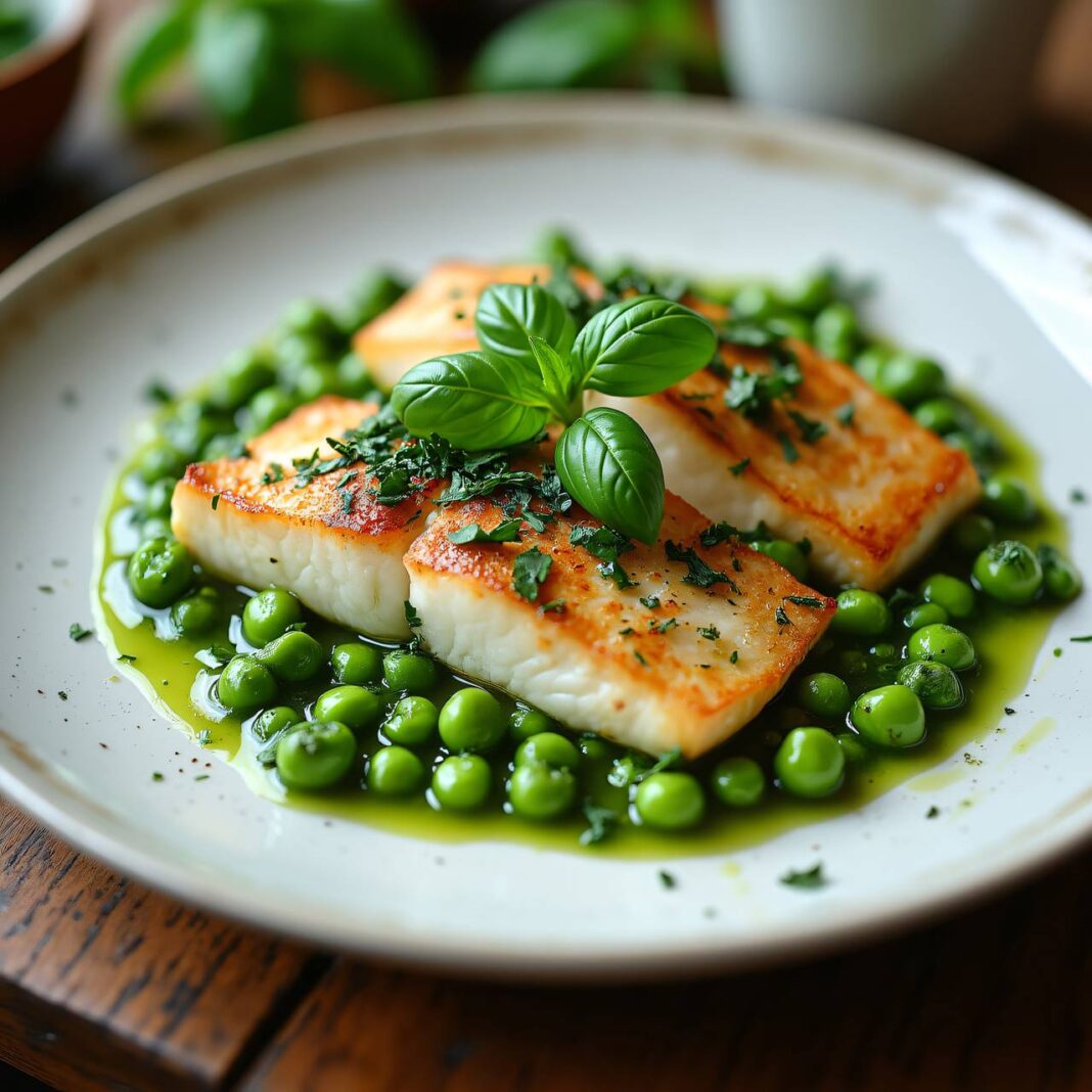 Eglifilets an Basilikumsauce mit Erbsen Rezept Eglifilets an Basilikumsauce mit Erbsen Rezept