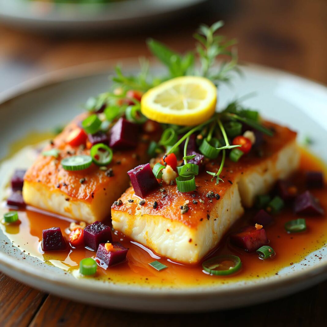 Eglifilets mit Zwetschgen-Paprika-Vinaigrette Rezept Eglifilets mit Zwetschgen-Paprika-Vinaigrette Rezept