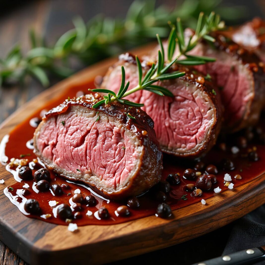 Entrecôte double mit Rotwein-Pfeffer-Butter Rezept Entrecôte double mit Rotwein-Pfeffer-Butter Rezept