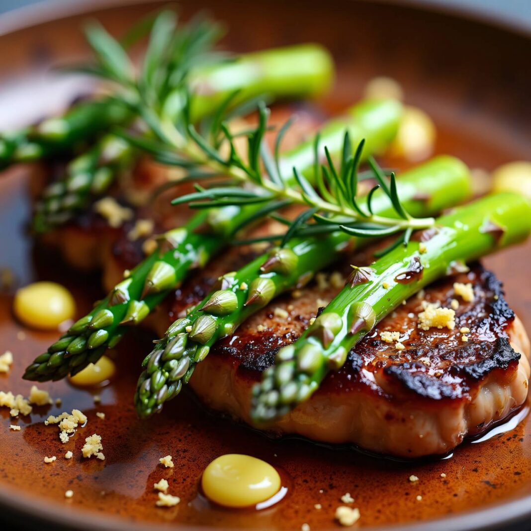 Entrecôte mit Spargelstücken Rezept Entrecôte mit Spargelstücken Rezept