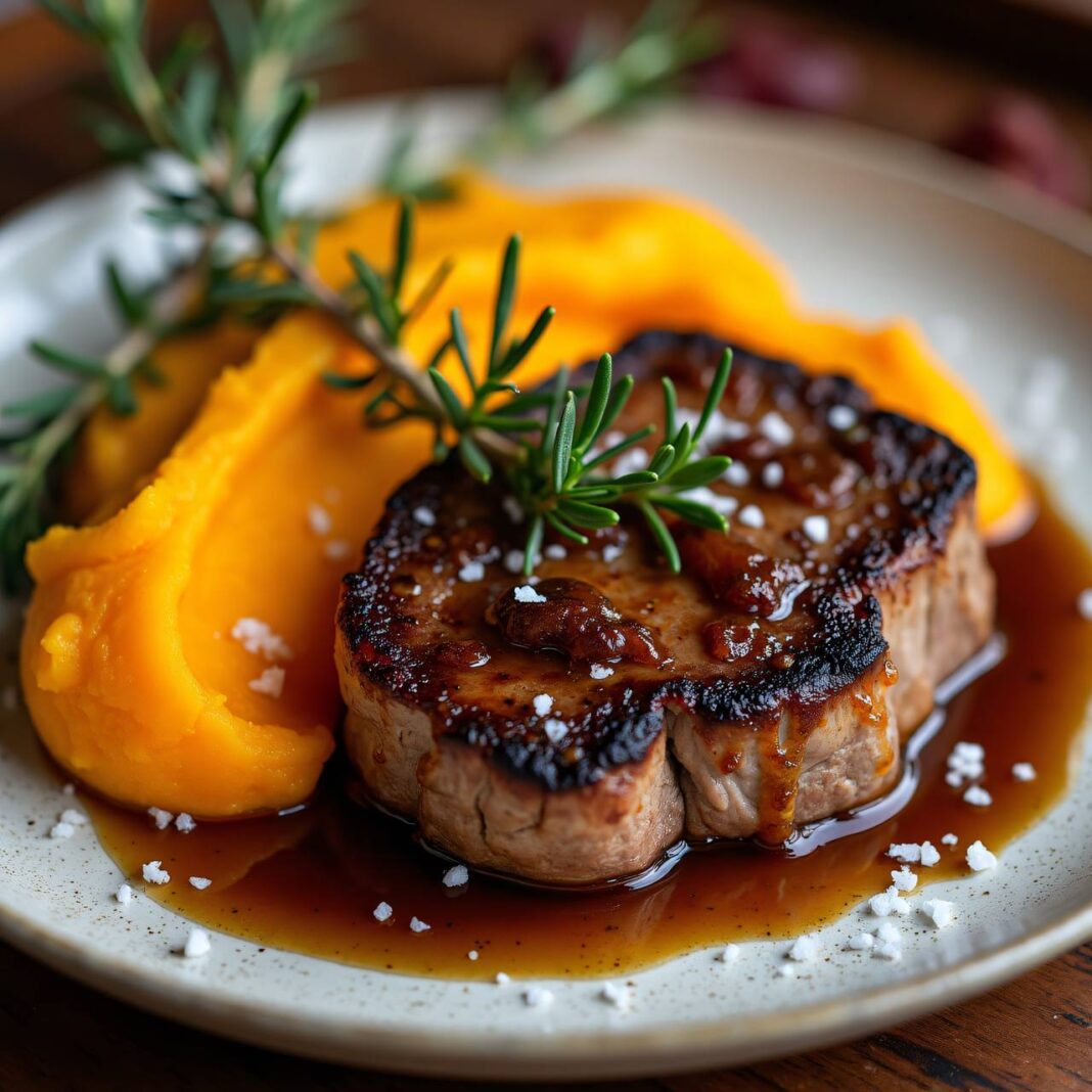 Entrecôtes mit Kürbisstampf Rezept Entrecôtes mit Kürbisstampf Rezept