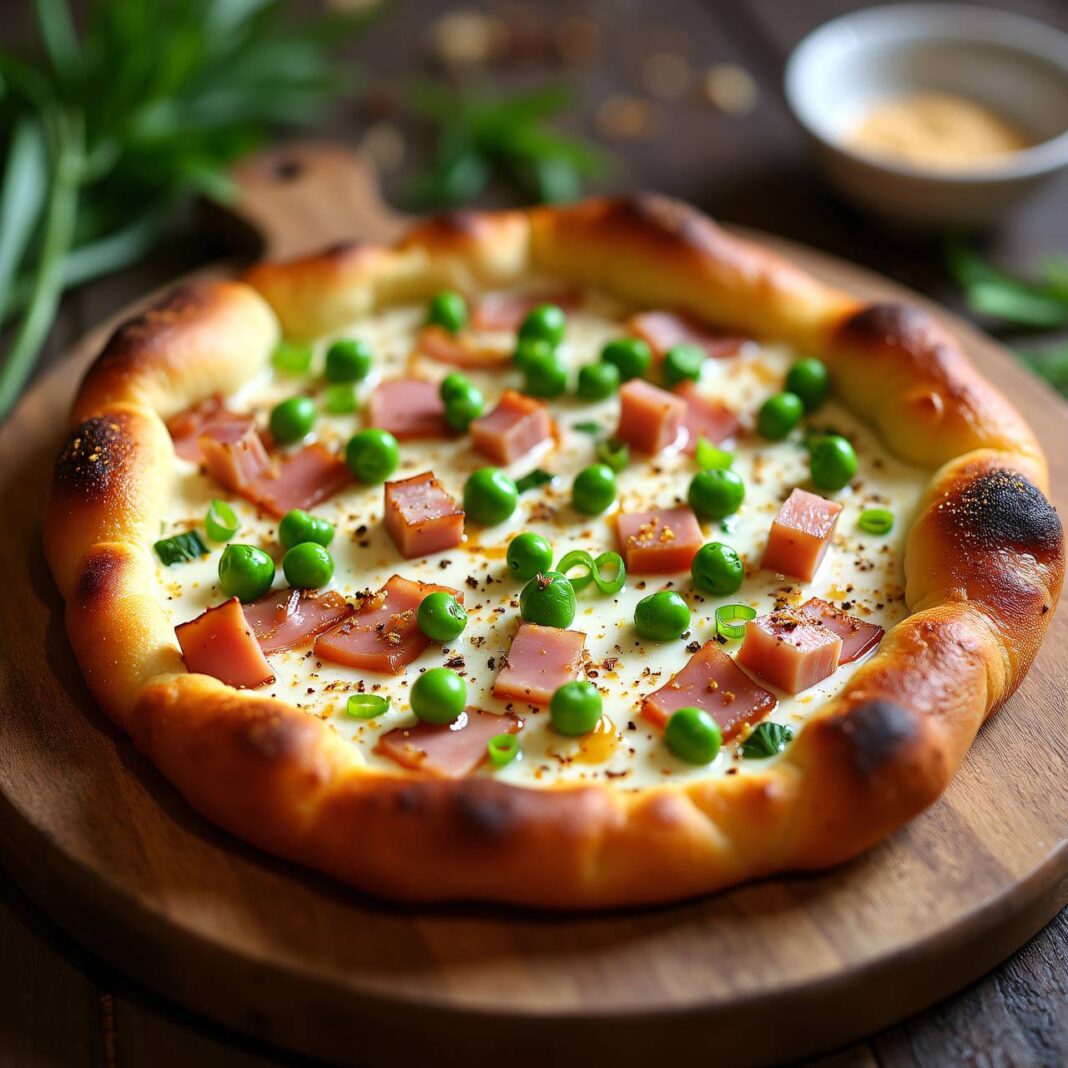 Erbsen-Schinken-Flammkuchen Rezept Erbsen-Schinken-Flammkuchen Rezept