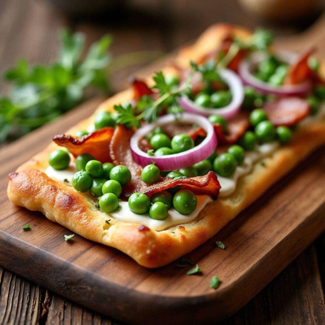 Erbsen-Speck-Flammkuchen Rezept Erbsen-Speck-Flammkuchen Rezept