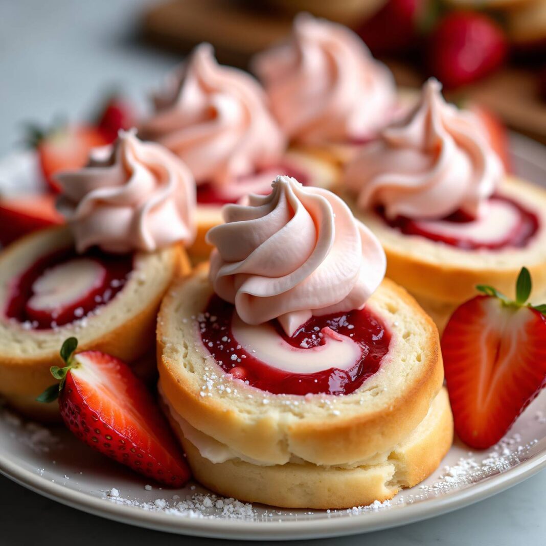 Erdbeer-Biskuit-Schnecken Rezept Erdbeer-Biskuit-Schnecken Rezept