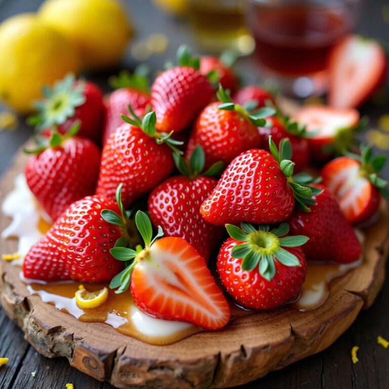 Erdbeeren mit Fruchtsirup und Sauermilch Rezept