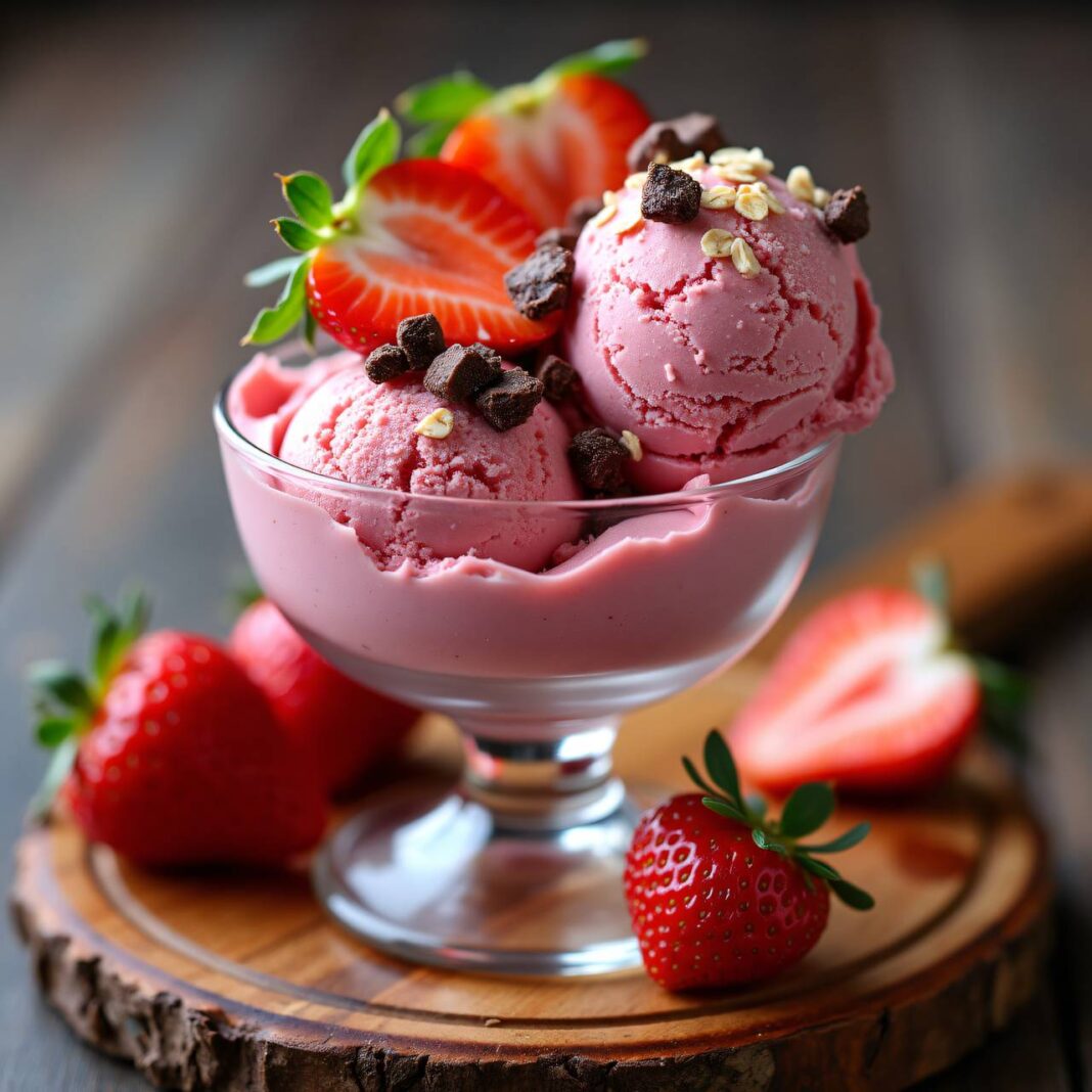 Erdbeerglace mit Schokoladen-Haferflocken Rezept Erdbeerglace mit Schokoladen-Haferflocken Rezept