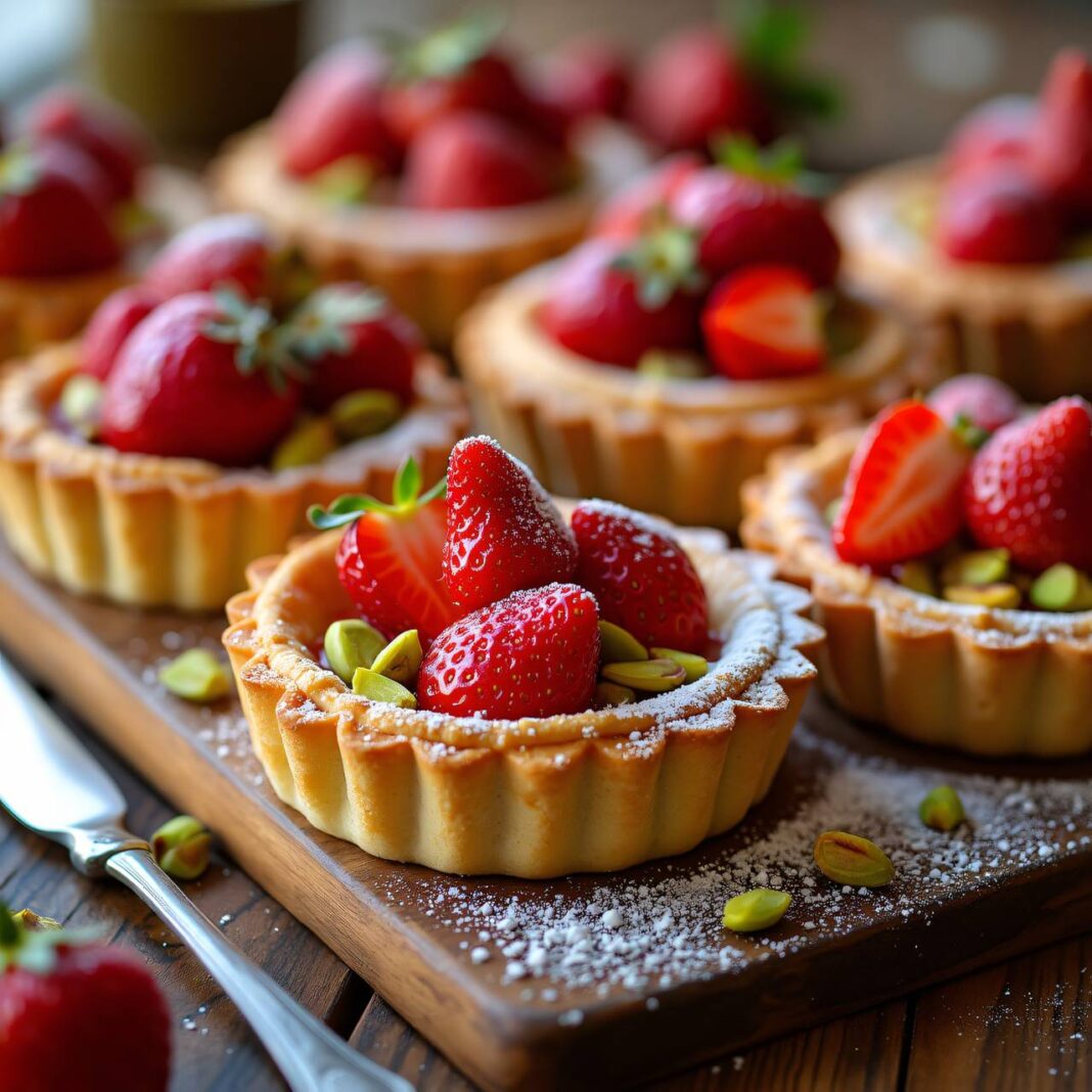 Erdbeertörtchen mit Pistazien Rezept Erdbeertörtchen mit Pistazien Rezept