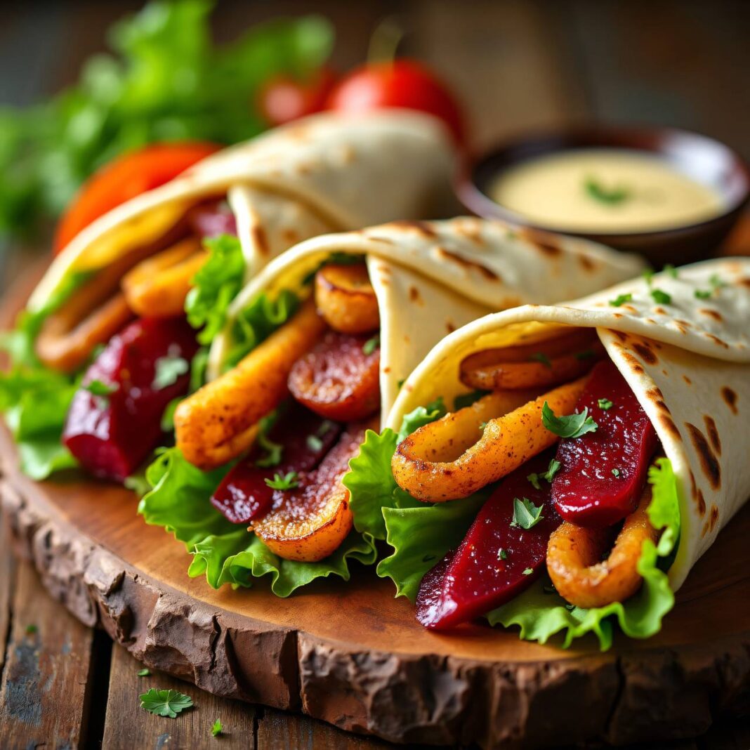 Fajitas mit Fleisch, roten Rüben und Kartoffeln Rezept Fajitas mit Fleisch, roten Rüben und Kartoffeln Rezept