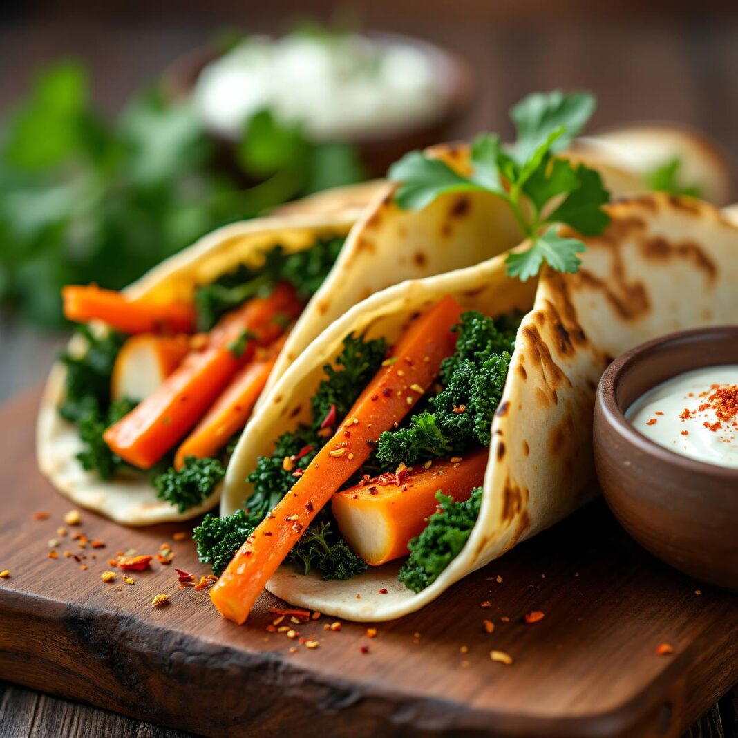 Fajitas vegetarisch mit Wurzelgemüse und Kohl Rezept Fajitas vegetarisch mit Wurzelgemüse und Kohl Rezept