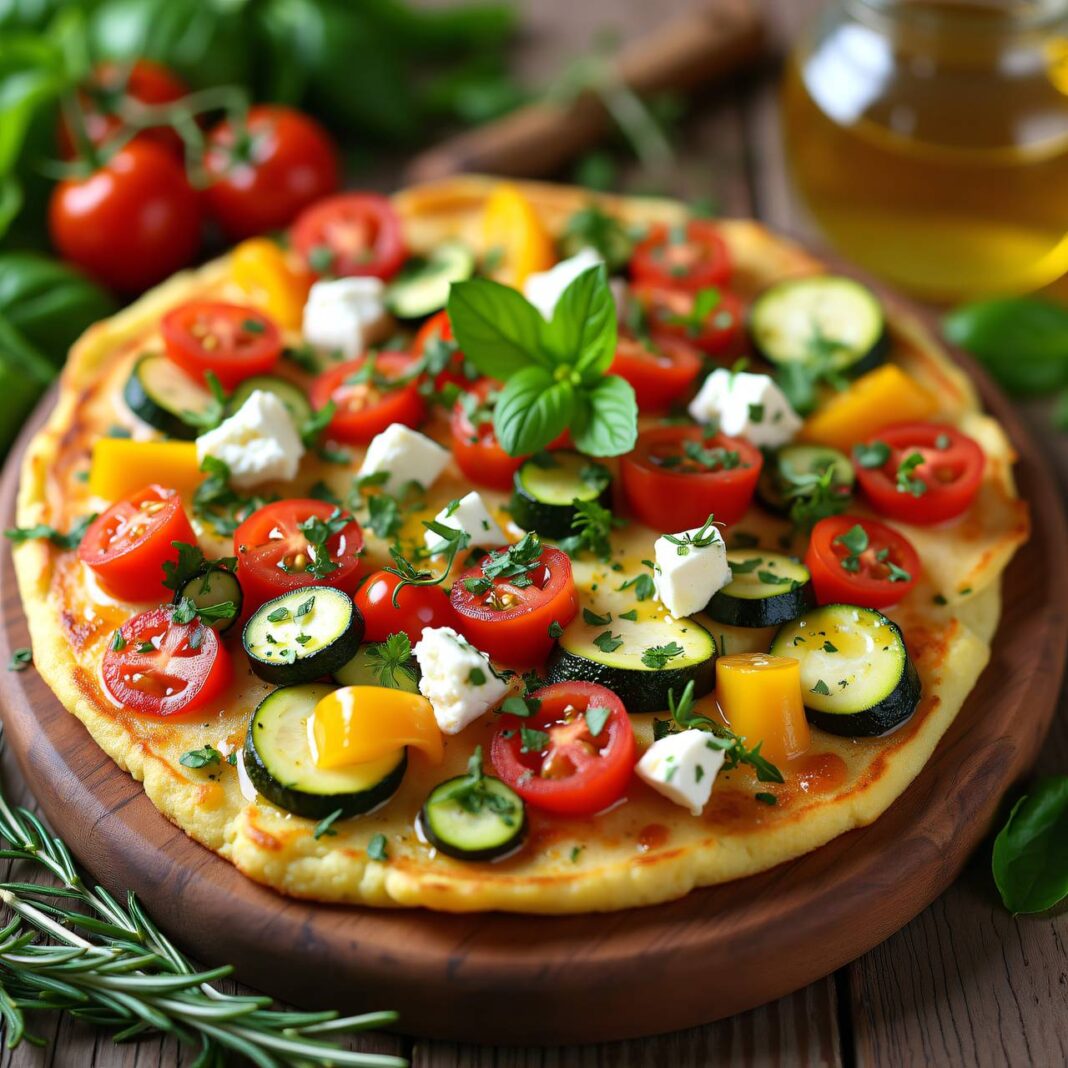 Farinata (italienischer Pfannkuchen) mit Gemüse (Low Carb) Rezept Farinata (italienischer Pfannkuchen) mit Gemüse (Low Carb) Rezept