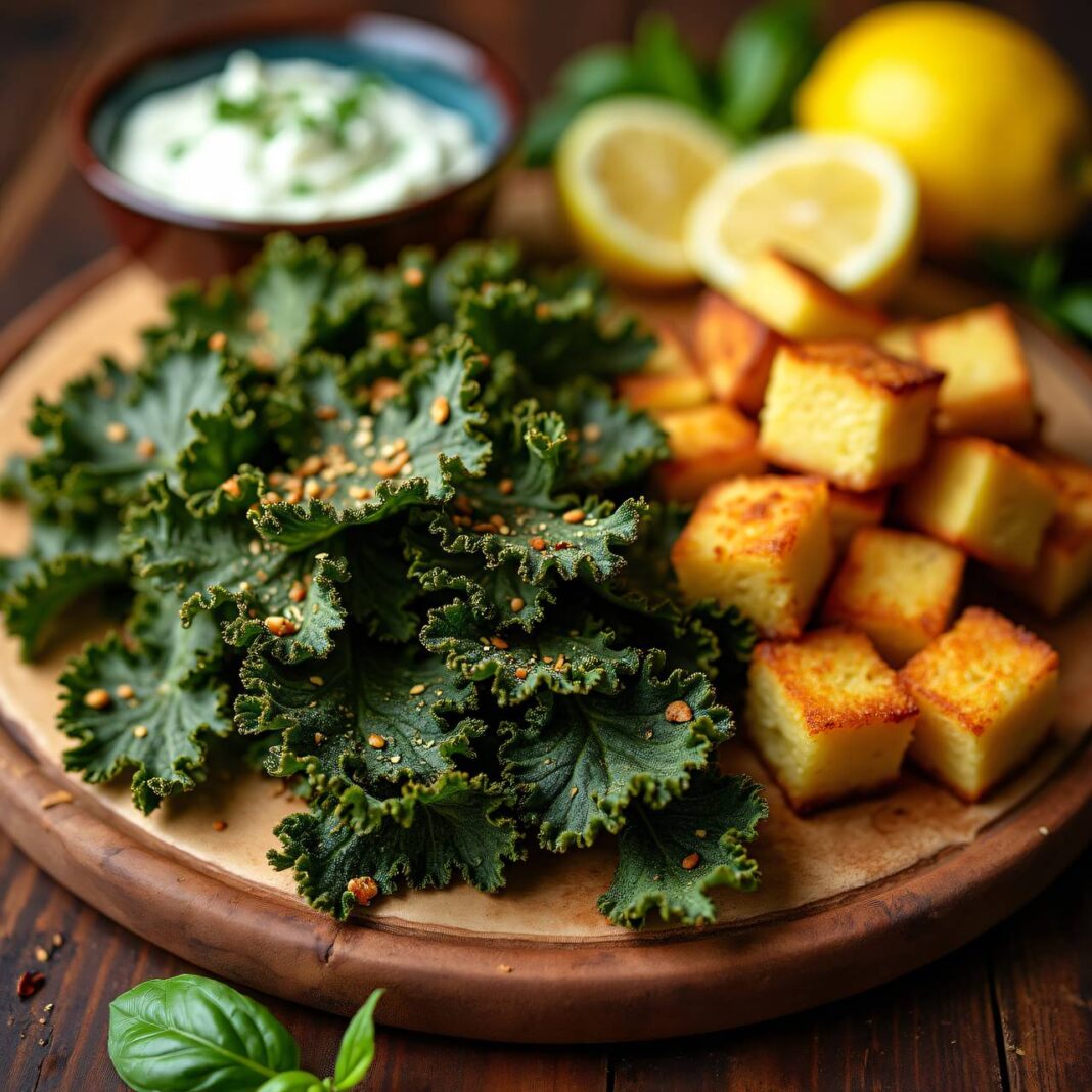 Federkohlchips mit paniertem Käse Rezept Federkohlchips mit paniertem Käse Rezept