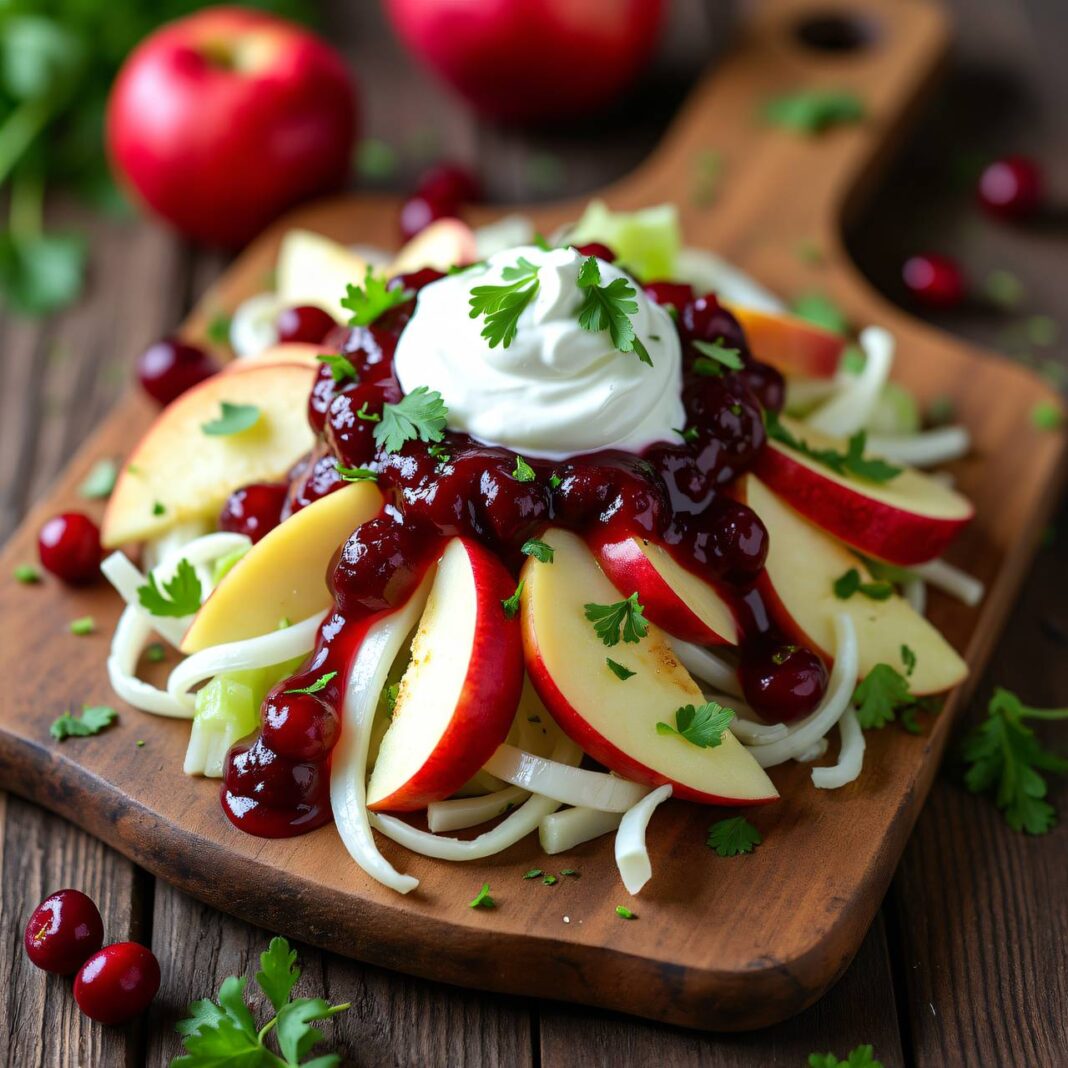 Fenchel-Apfel-Salat mit Preiselbeersauce Rezept Fenchel-Apfel-Salat mit Preiselbeersauce Rezept