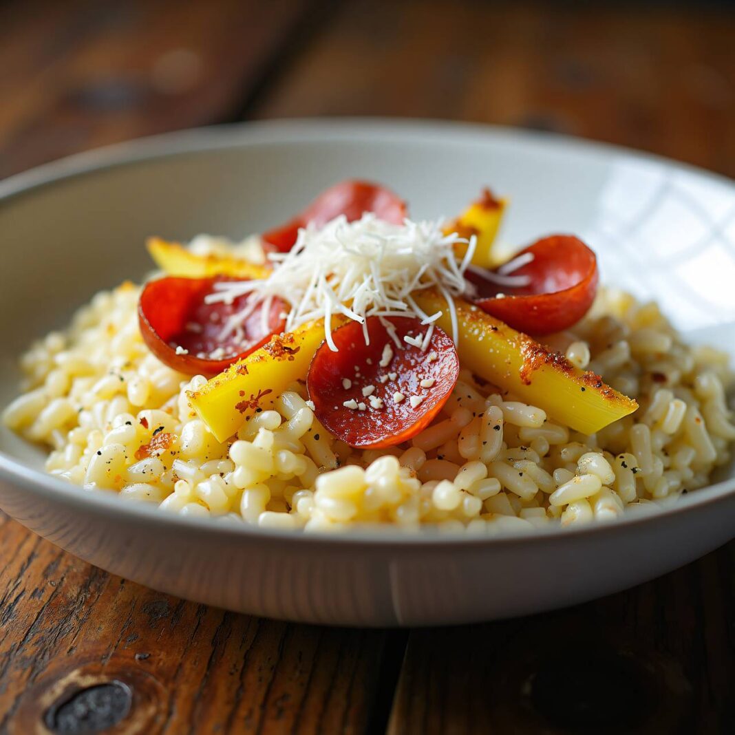 Fenchel-Risotto mit Käse und Salami Rezept Fenchel-Risotto mit Käse und Salami Rezept