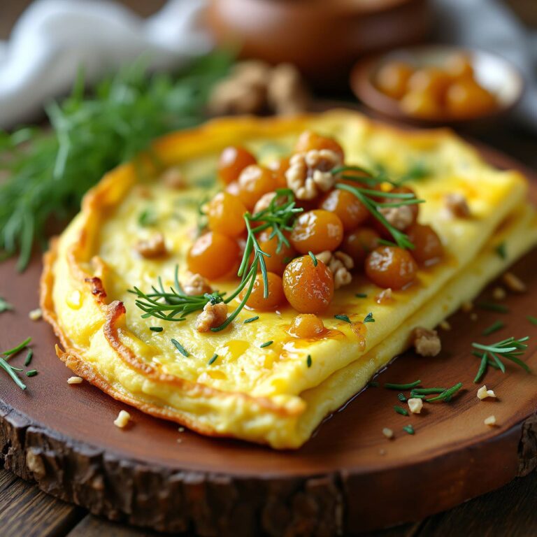 Fenchelomelette mit Sultaninen und Nüssen Rezept